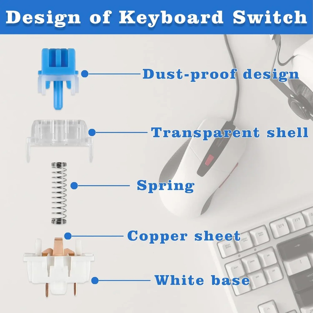 1-150Pcs 3 Pin DIY Mechanical  - đánh giá và giá Gaming Keyboard Blue Switches