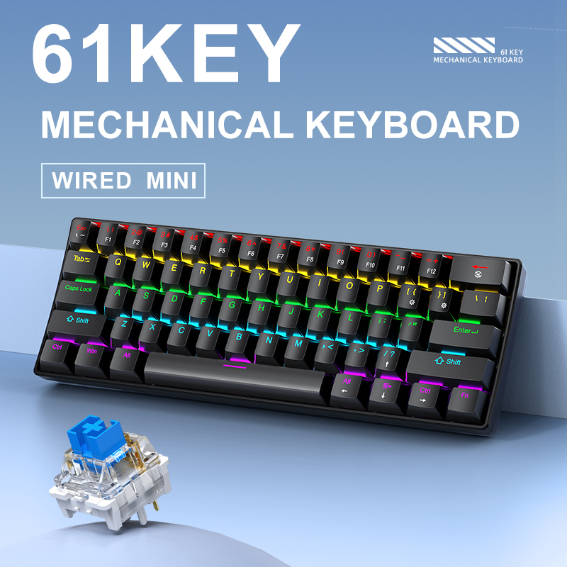 K61 Wired Mechanical Gaming Ke - đánh giá và giá Gaming Keyboard Blue Switches