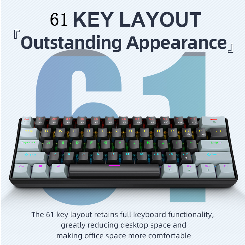 K61 Wired Mechanical Gaming Ke - đánh giá và giá Gaming Keyboard Blue Switches